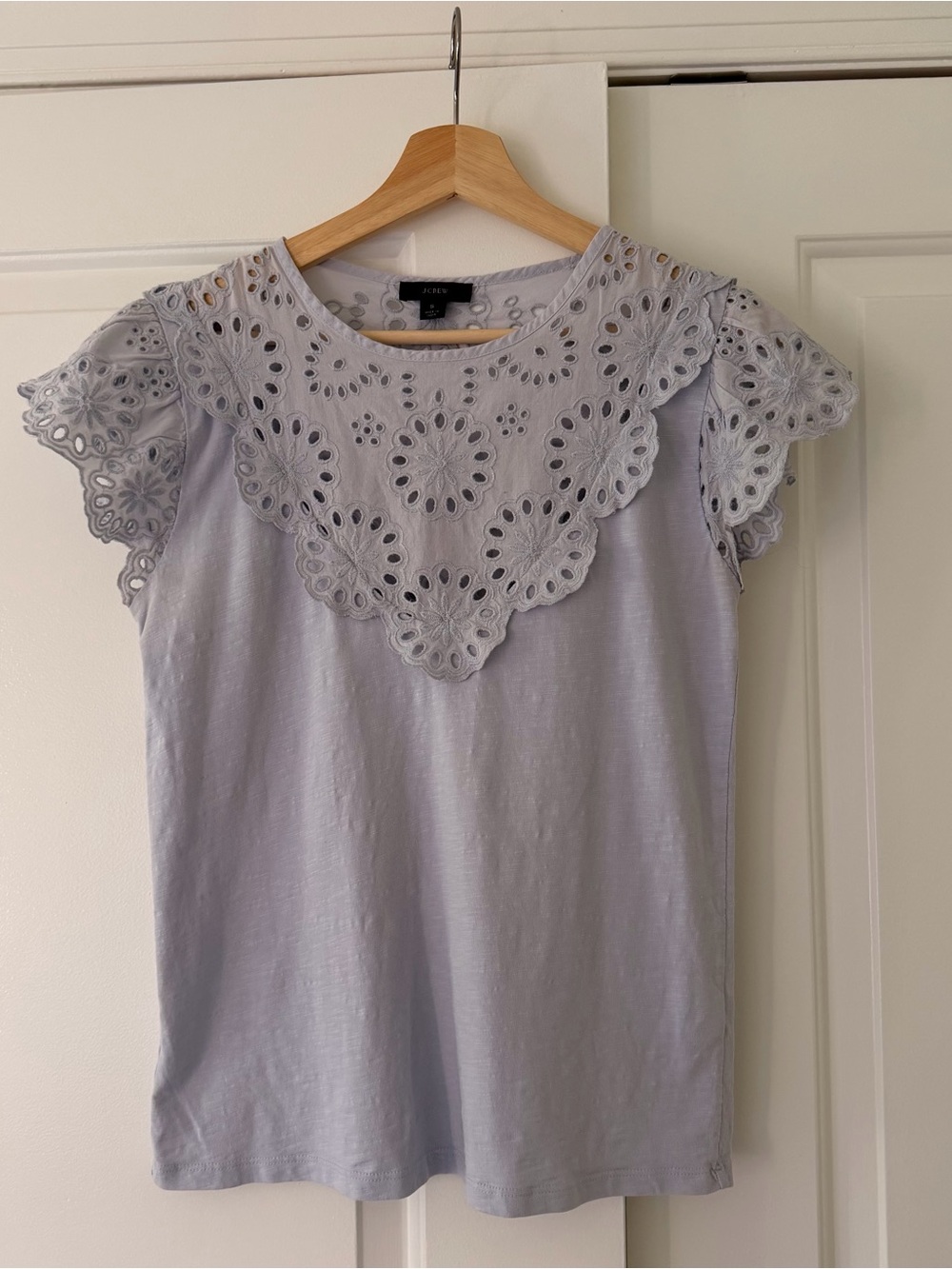 J. Crew Light Blue Eyelet Top